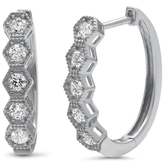 Muse Jewelry .50ct G SI 14K White Gold 5 Stones Diamond Hoop Earrings