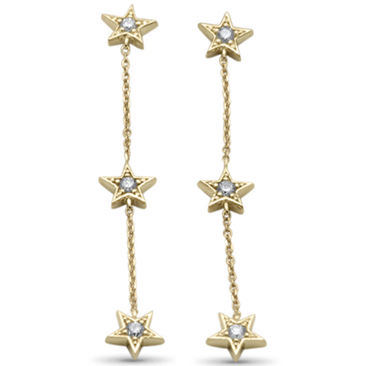 Muse Jewelry .24ct G SI 14K Yellow Gold Diamond Star Drop Dangle Earrings