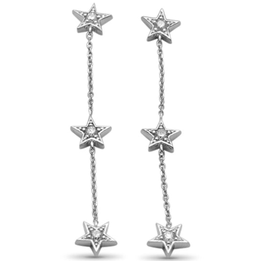 Muse Jewelry .24ct G SI 14K White Gold Diamond Star Drop Dangle Earrings