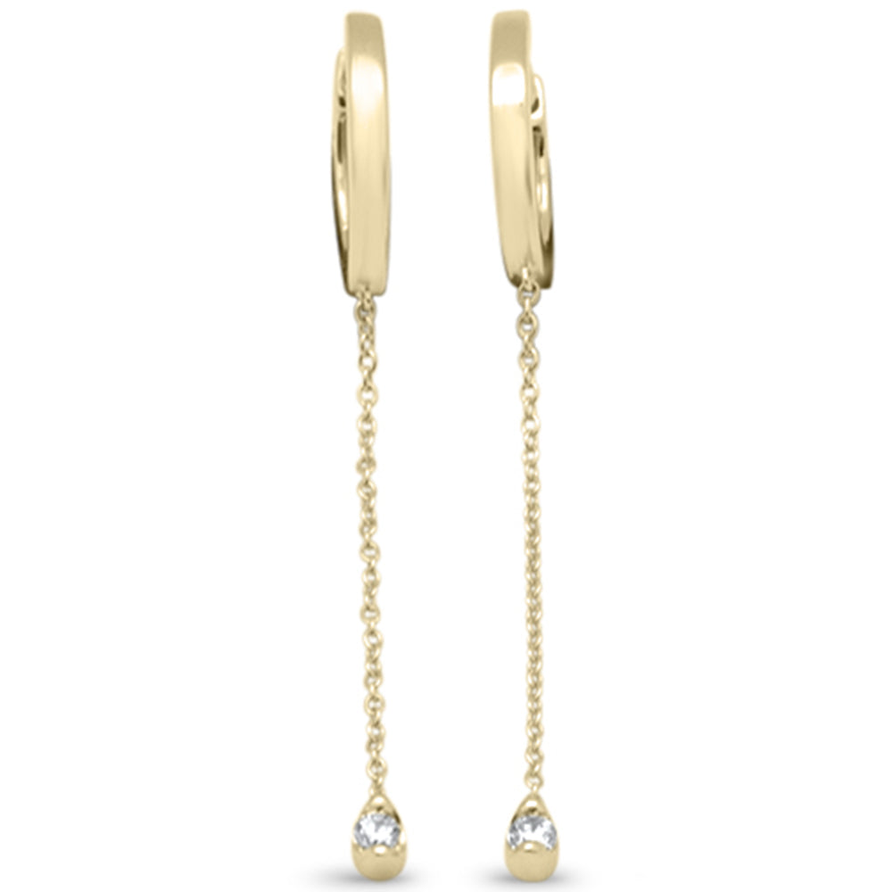 Muse Jewelry .08ct G SI 14K Yellow Gold Diamond Hoop Style Drop Dangle Earrings