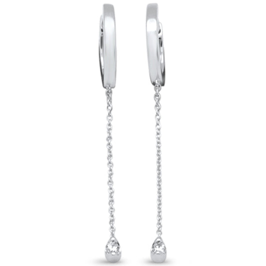 Muse Jewelry .08ct G SI 14K White Gold Diamond Hoop Style Drop Dangle Earrings