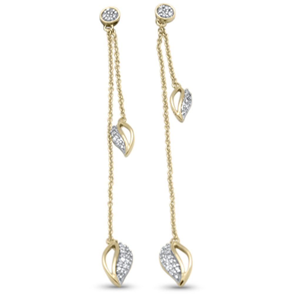 Muse Jewelry .20ct G SI 14K Yellow Gold Diamond Leaf Drop Dangle Earrings