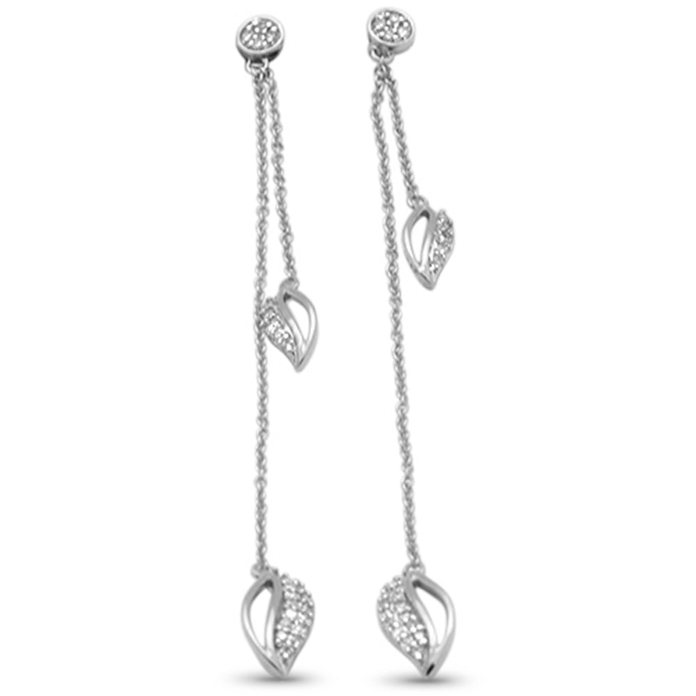 Muse Jewelry .21ct G SI 14K White Gold Diamond Leaf Drop Dangle Earrings