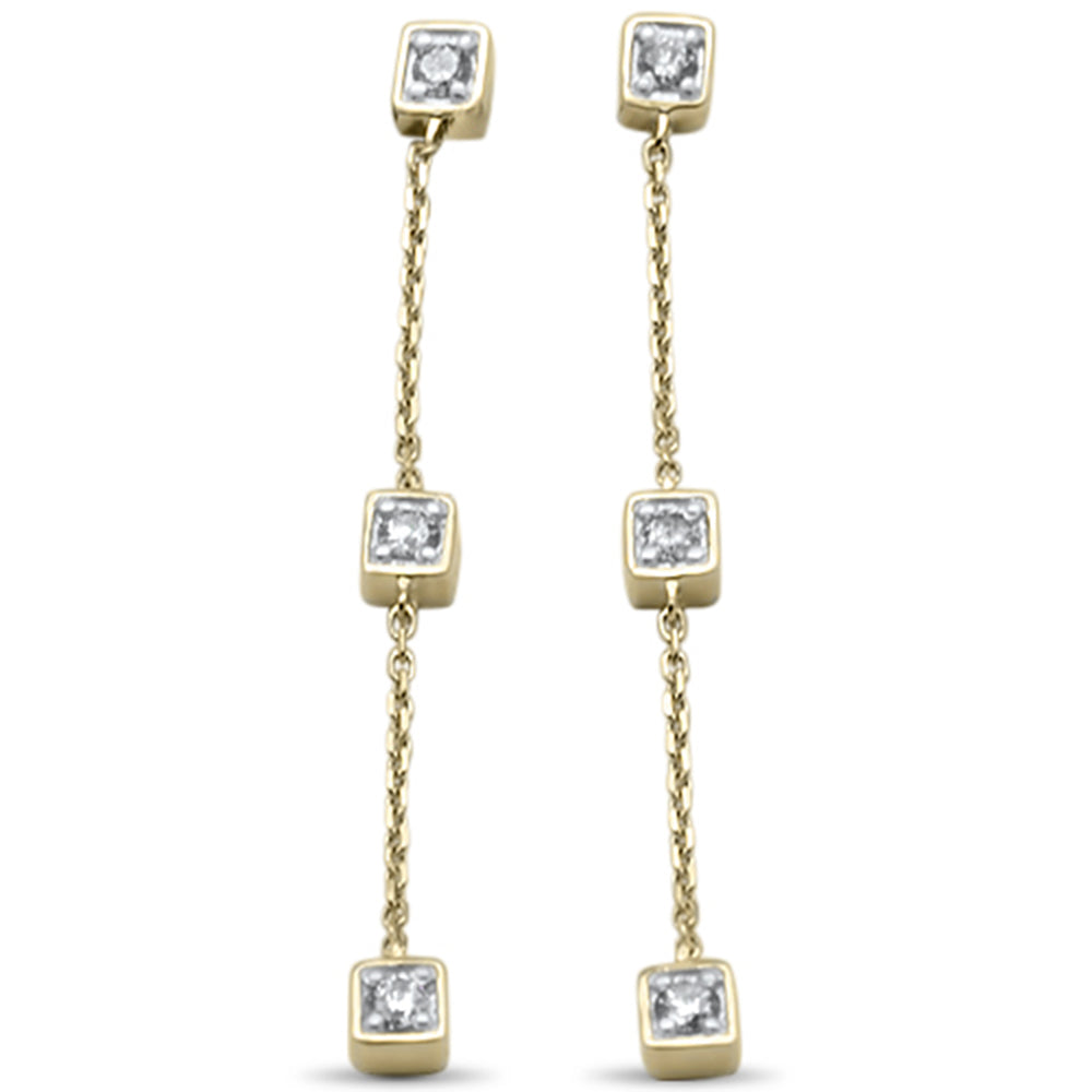 Muse Jewelry .24ct G SI 14K Yellow Gold Diamond Square Shaped Drop Dangle Earrings