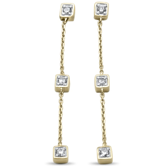 Muse Jewelry .24ct G SI 14K Yellow Gold Diamond Square Shaped Drop Dangle Earrings