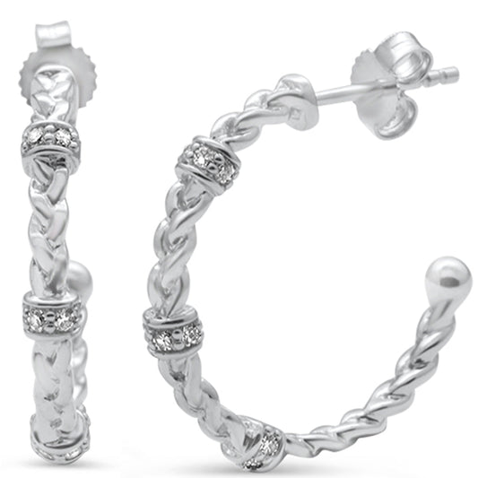 Muse Jewelry .19ct G SI 14K White Gold Diamond Braided Hoop Earrings