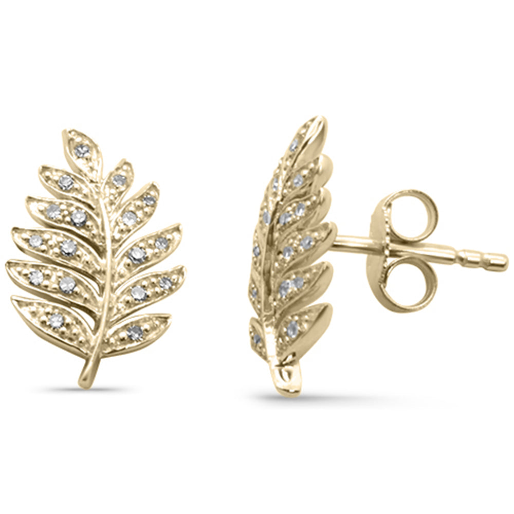 Muse Jewelry .13ct G SI 14K Yellow Gold Diamond Leaf Design Earrings