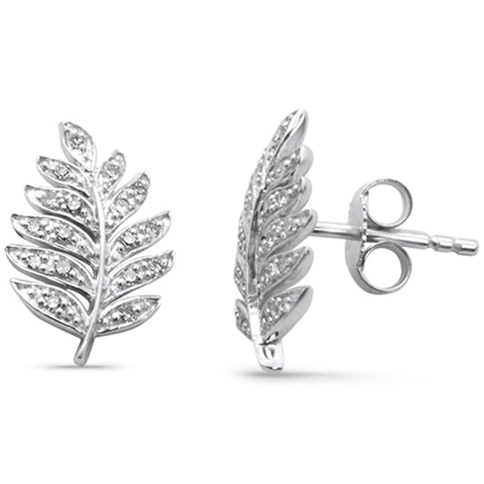 Muse Jewelry .13ct G SI 14K White Gold Diamond Leaf Design Earrings