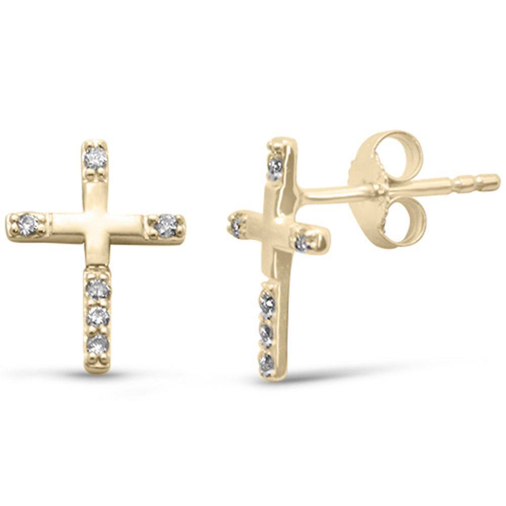 Muse Jewelry .10ct G SI 14K Yellow Gold Diamond Cross Earrings