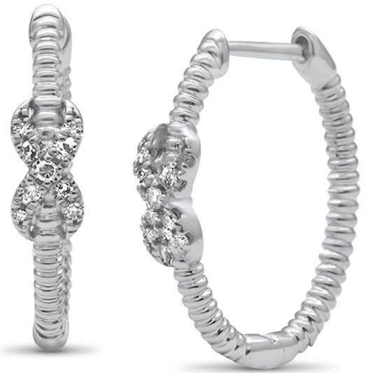 Muse Jewelry .10ct G SI 14K White Gold Diamond Bead Style Hoop Earrings