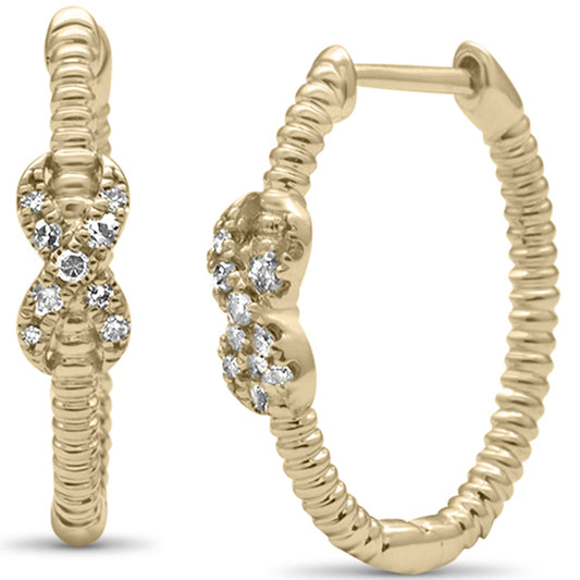 Muse Jewelry .10ct G SI 14K Yellow Gold Diamond Bead Style Hoop Earrings