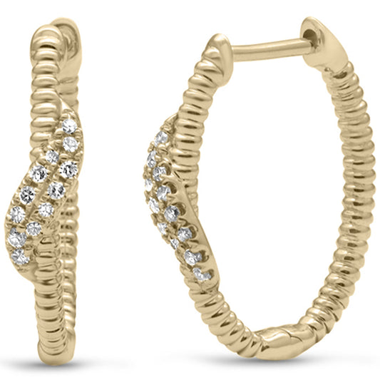 Muse Jewelry .13ct G SI 14K Yellow Gold Diamond Bead Style Hoop Earrings