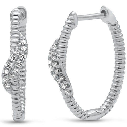 Muse Jewelry .13ct G SI 14K White Gold Diamond Bead Style Hoop Earrings