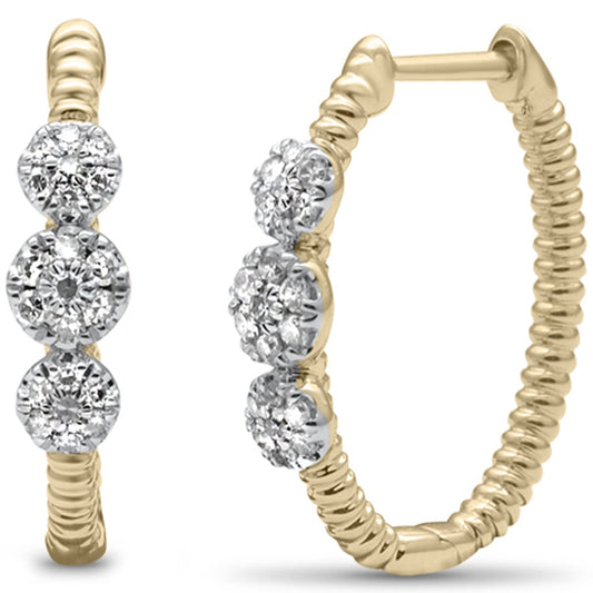 Muse Jewelry .25ct G SI 14K Yellow Gold Diamond Bead Style Hoop Earrings
