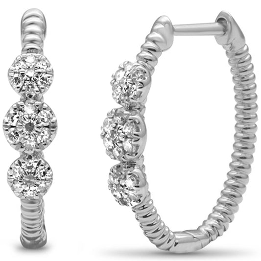 Muse Jewelry .25ct G SI 14K White Gold Diamond Bead Style Hoop Earrings