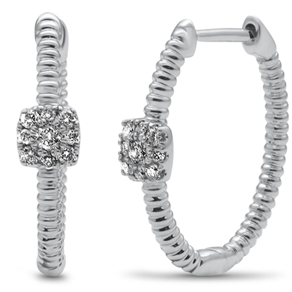 Muse Jewelry .20ct G SI 14K White Gold Diamond Twisted Hoop Earrings