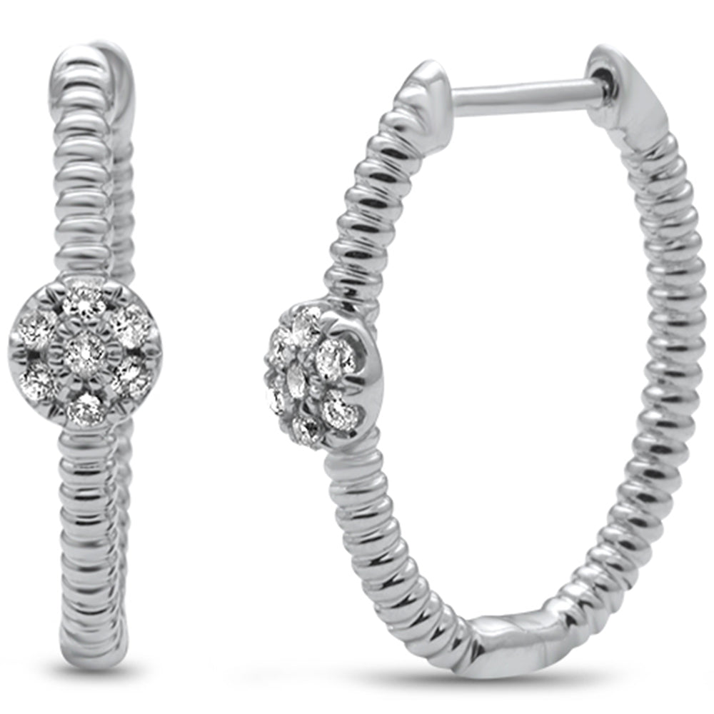 Muse Jewelry .16ct G SI 14 White Gold Diamond Twisted Hoop Earrings