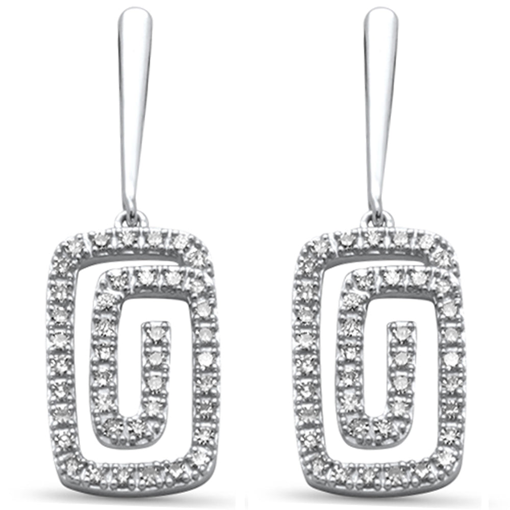 Muse Jewelry .32ct G SI 14K White Gold Diamond Rectangle Swirl Drop Earrings