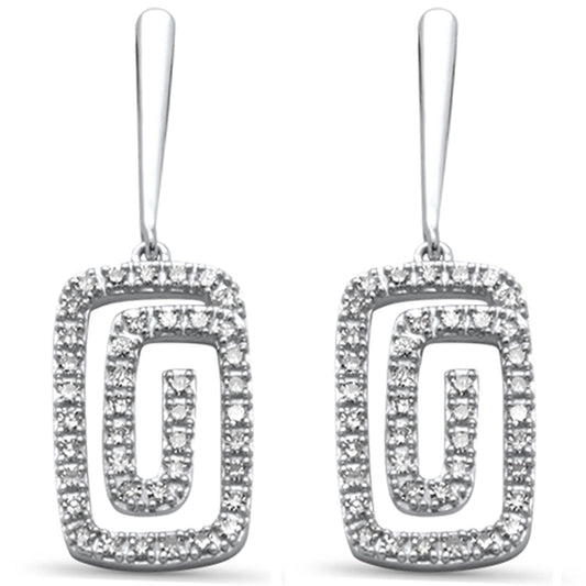 Muse Jewelry .32ct G SI 14K White Gold Diamond Rectangle Swirl Drop Earrings