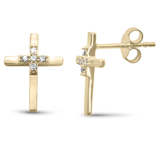 Muse Jewelry .10ct G SI 14K Yellow Gold Diamond Cross Drop Earrings