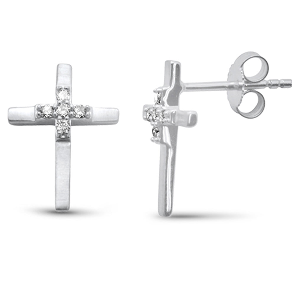 Muse Jewelry .10ct G SI 14K White Gold Diamond Cross Drop Earrings