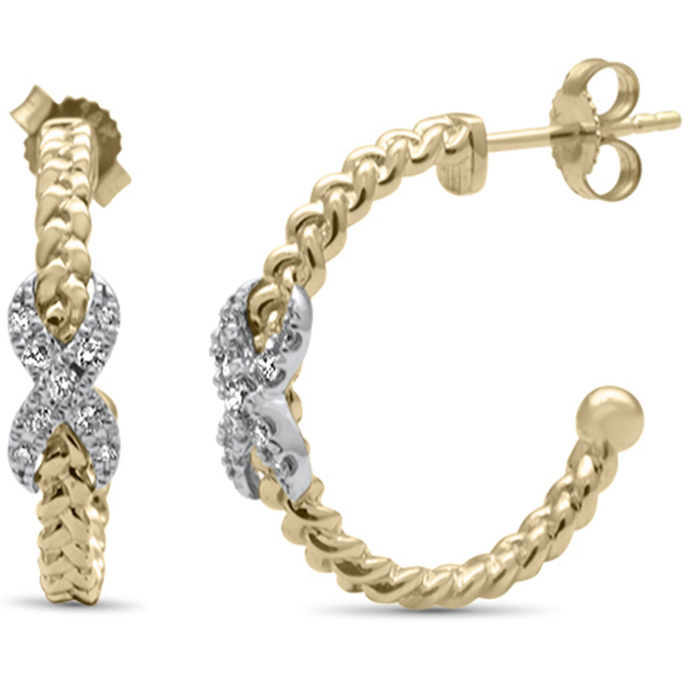 Muse Jewelry .16ct G SI 14K Two Tone Gold Diamond Infinity Braided Hoop Earrings