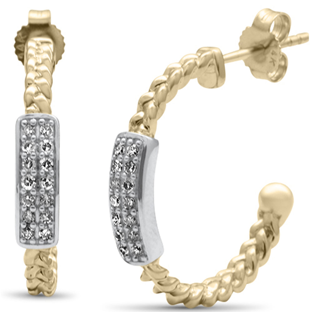 Muse Jewelry .20ct G SI 14K Two Tone Gold Diamond Braided Hoop Earrings