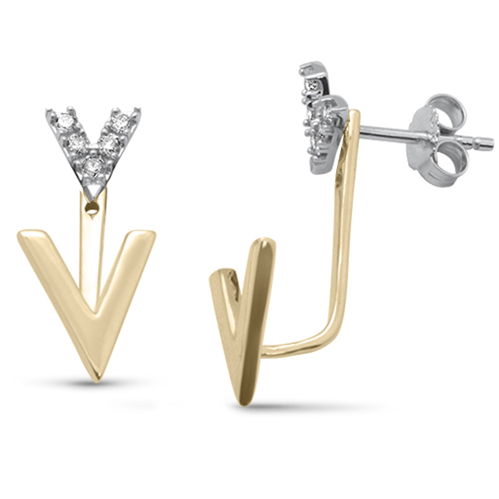 Muse Jewelry .16ct G SI 14 Two Tone Gold Diamond V-Shaped Drop Dangle Earrings