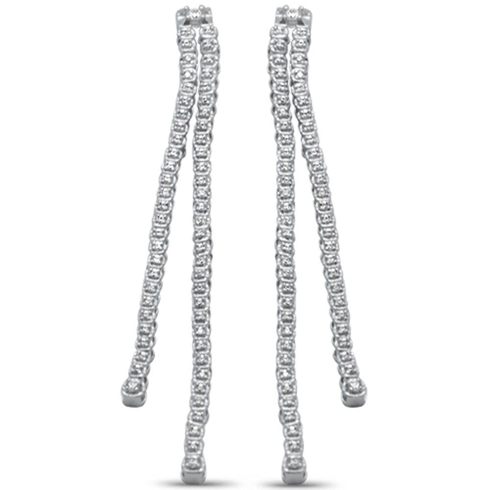 Muse Jewelry .48ct G SI 14K White Gold Diamond Double Chain Dangling Drop Earrings