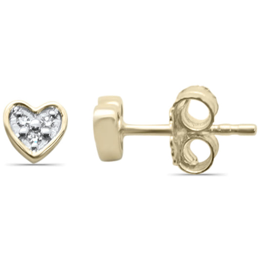 Muse Jewelry .03ct G SI 10K Yellow Gold Diamond Heart Shaped Petite Earrings