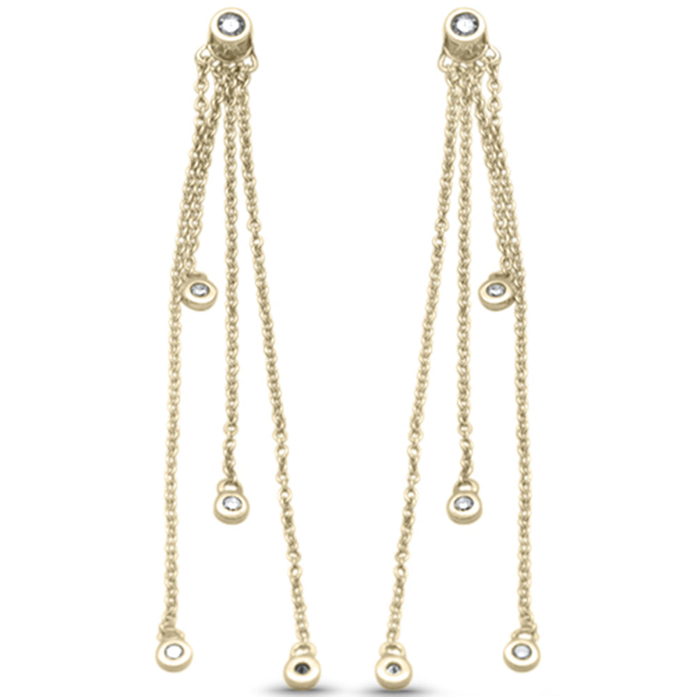 Muse Jewelry .15ct G SI 14K Yellow Gold Diamond Long Chain Dangling Earrings