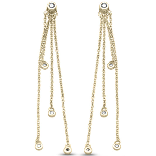 Muse Jewelry .15ct G SI 14K Yellow Gold Diamond Long Chain Dangling Earrings