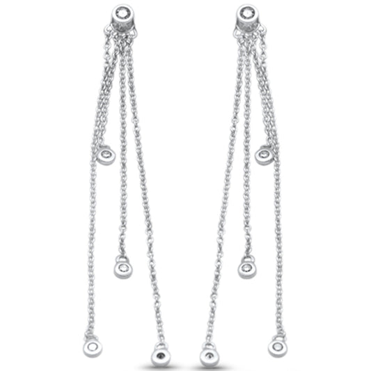 Muse Jewelry .15ct G SI 14K White Gold Diamond Long Chain Dangling Earrings