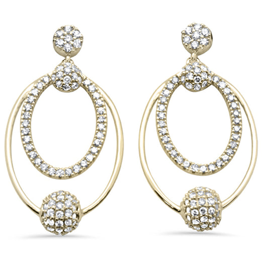 Muse Jewelry .72ct G SI 14K Yellow Gold Diamond Oval Shaped Dangling Earrings