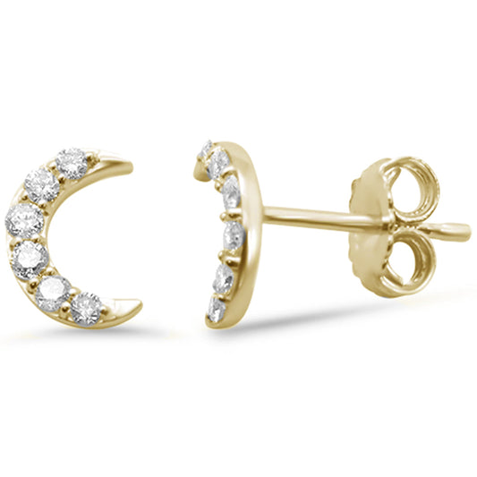 Muse Jewelry .22ct G SI 14K Yellow Gold Diamond Cresent Moon Shaped Stud Earrings