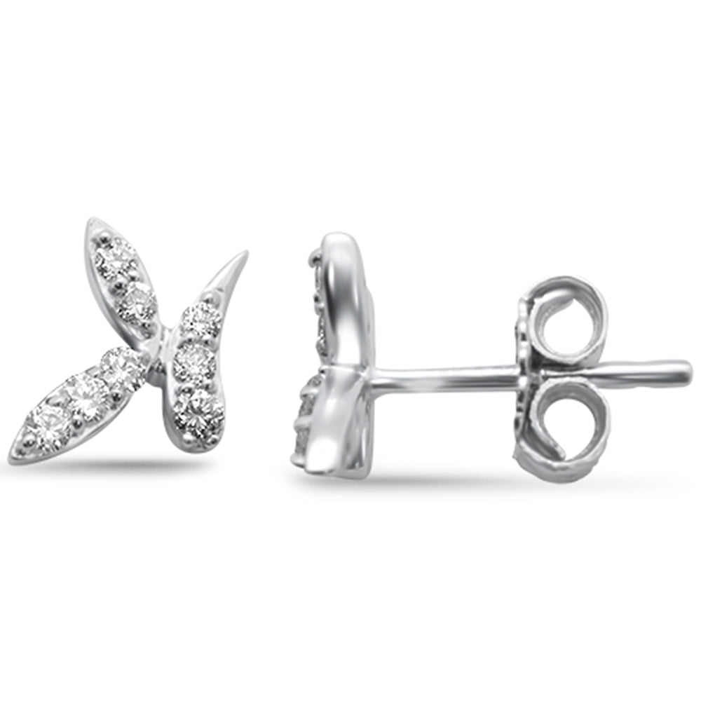 Muse Jewelry .22ct G SI 14K White Gold Diamond Bunny Ears Style Stud Earrings