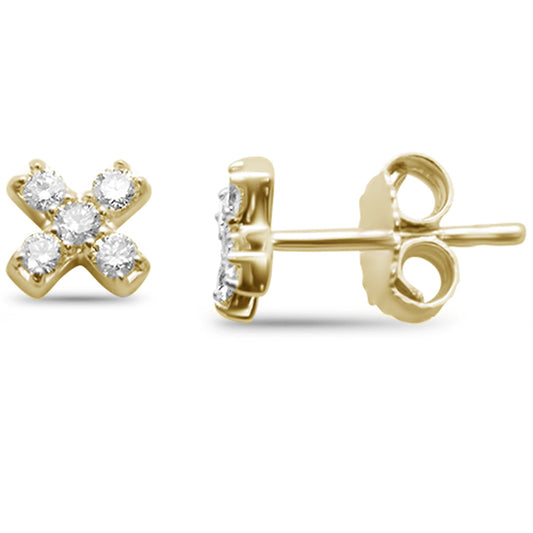 Muse Jewelry .22ct G SI 14K Yellow Gold Diamond "X" Shaped Stud Earrings