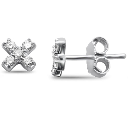 Muse Jewelry .23ct G SI 14K White Gold Diamond "X" Shaped Stud Earrings