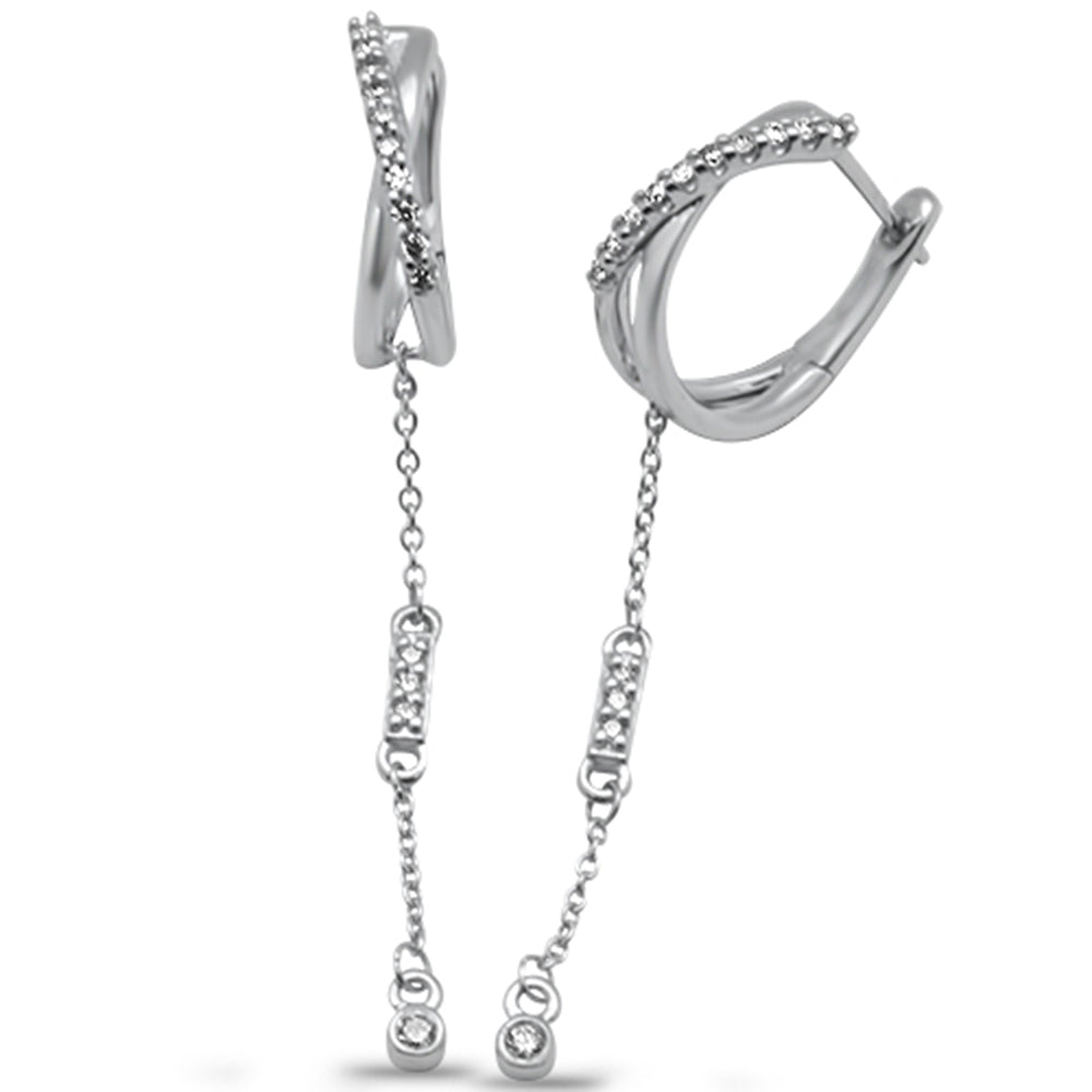 Muse Jewelry .17ct G SI 14K White Gold Diamond Drop Dangle Hoop Earrings