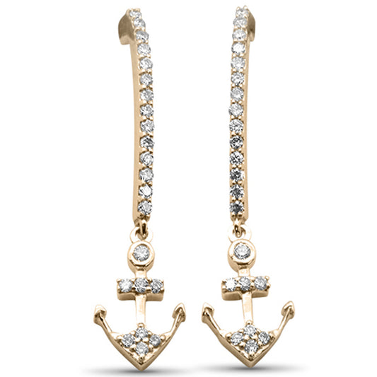 Muse Jewelry .25ct G SI 14K Yellow Gold Diamond Anchor Dangling Earrings