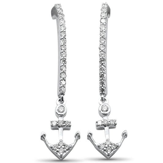 Muse Jewelry .27ct G SI 14K White Gold Diamond Anchor Dangling Earrings