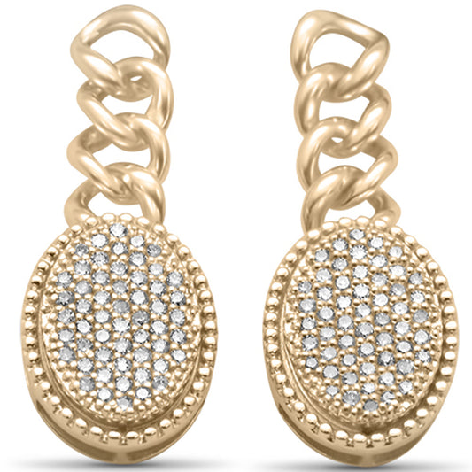 Muse Jewelry .50ct G SI 14K Yellow Gold Diamond Oval Shaped Cuban Dangling Earrings