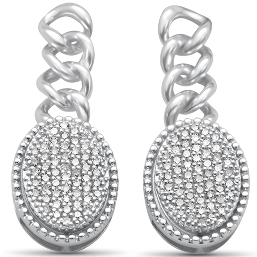 Muse Jewelry .54ct G SI 14K White Gold Diamond Oval Shaped Cuban Dangling Earrings