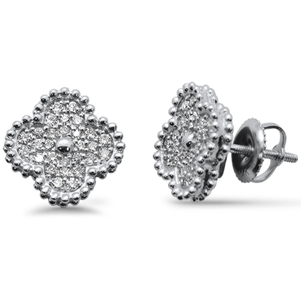 Muse Jewelry .42ct G SI 14K White Gold Diamond Clover Flower Shaped Earrings