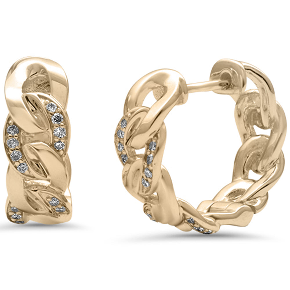 Muse Jewelry .14ct G SI 14K Yellow Gold Diamond Cuban Hoop Earrings