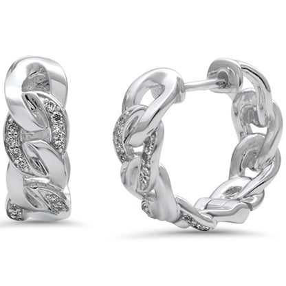 Muse Jewelry .16ct G SI 14K White Gold Diamond Cuban Hoop Earrings