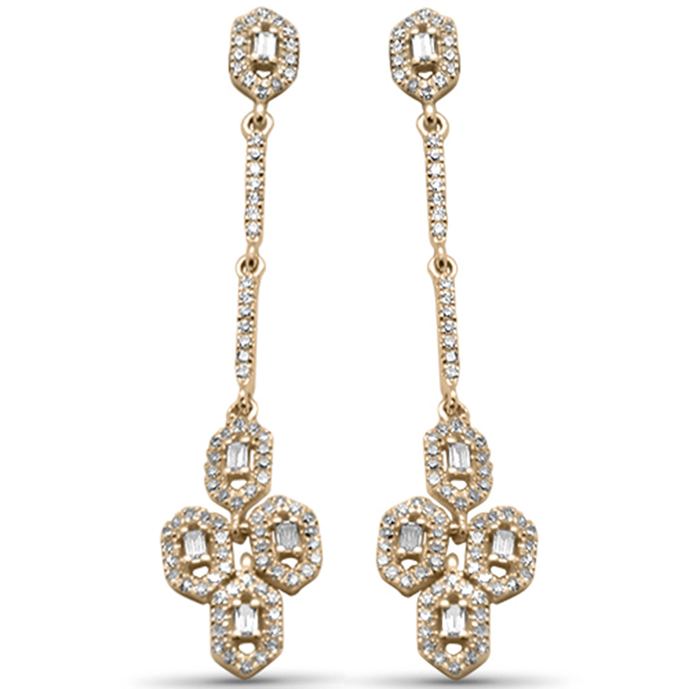 Muse Jewelry .49ct G SI 14K Yellow Gold Diamond Round & Baguette Dangling Earrings