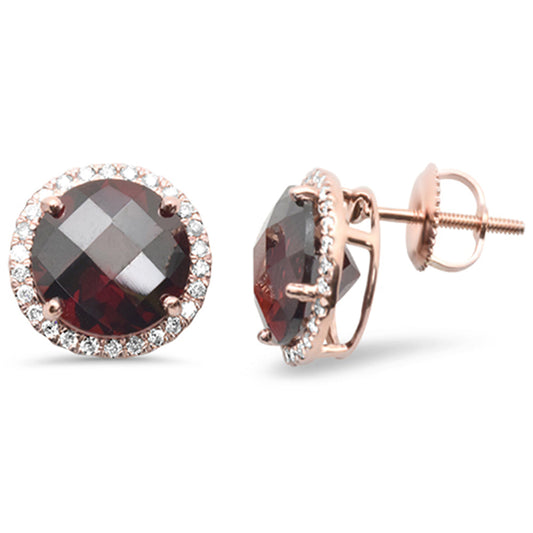 Muse Jewelry 7.35ct G SI 14K Rose Gold Diamond Round Shaped Garnet Gemstone Earrings