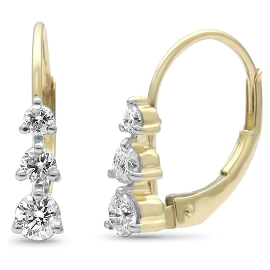 Muse Jewelry .41ct G SI 14K Yellow Gold Diamond 3-Stone Earrings