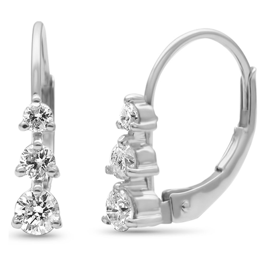 Muse Jewelry .43ct G SI 14K White Gold Diamond 3-Stone Earrings